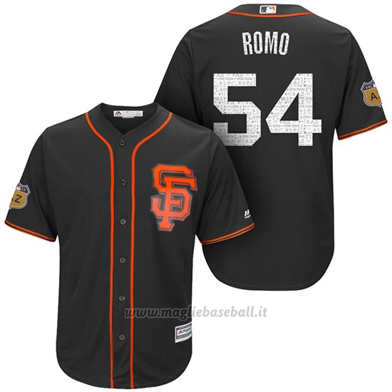 Maglia Baseball Uomo San Francisco Giants Sergio Romo San Francisco Nero 2017 Allenamento Primaverile Cool Base Giocatore